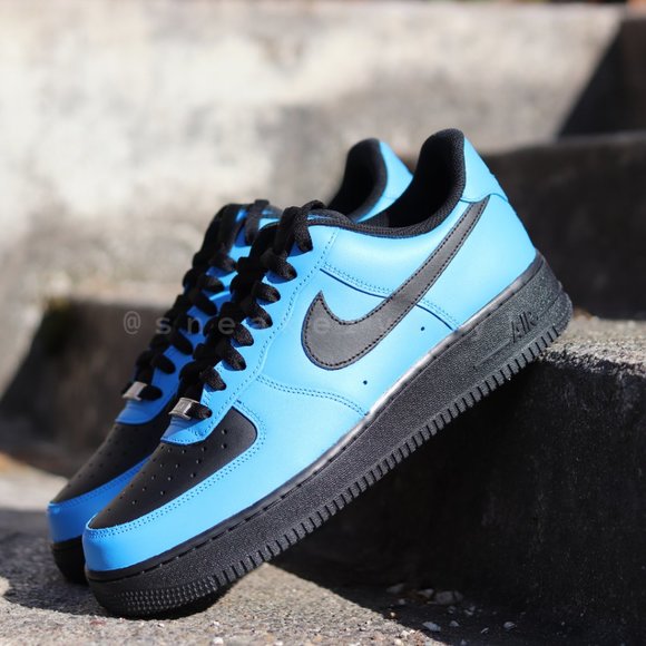 Nike Air Force 1 Low Black n Sky Blue Custom NWT - Picture 7 of 7